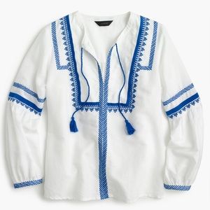 J.Crew Embroidered Linen Cotton Top